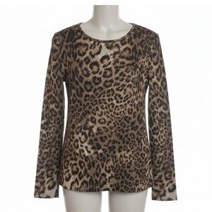 St. John Brown Leopard Long Sleeve Top